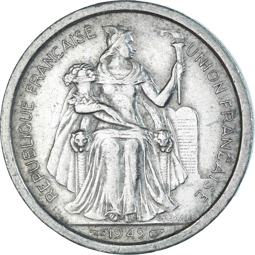 Moneda, Polinesia francesa, 2 Francs, 1949