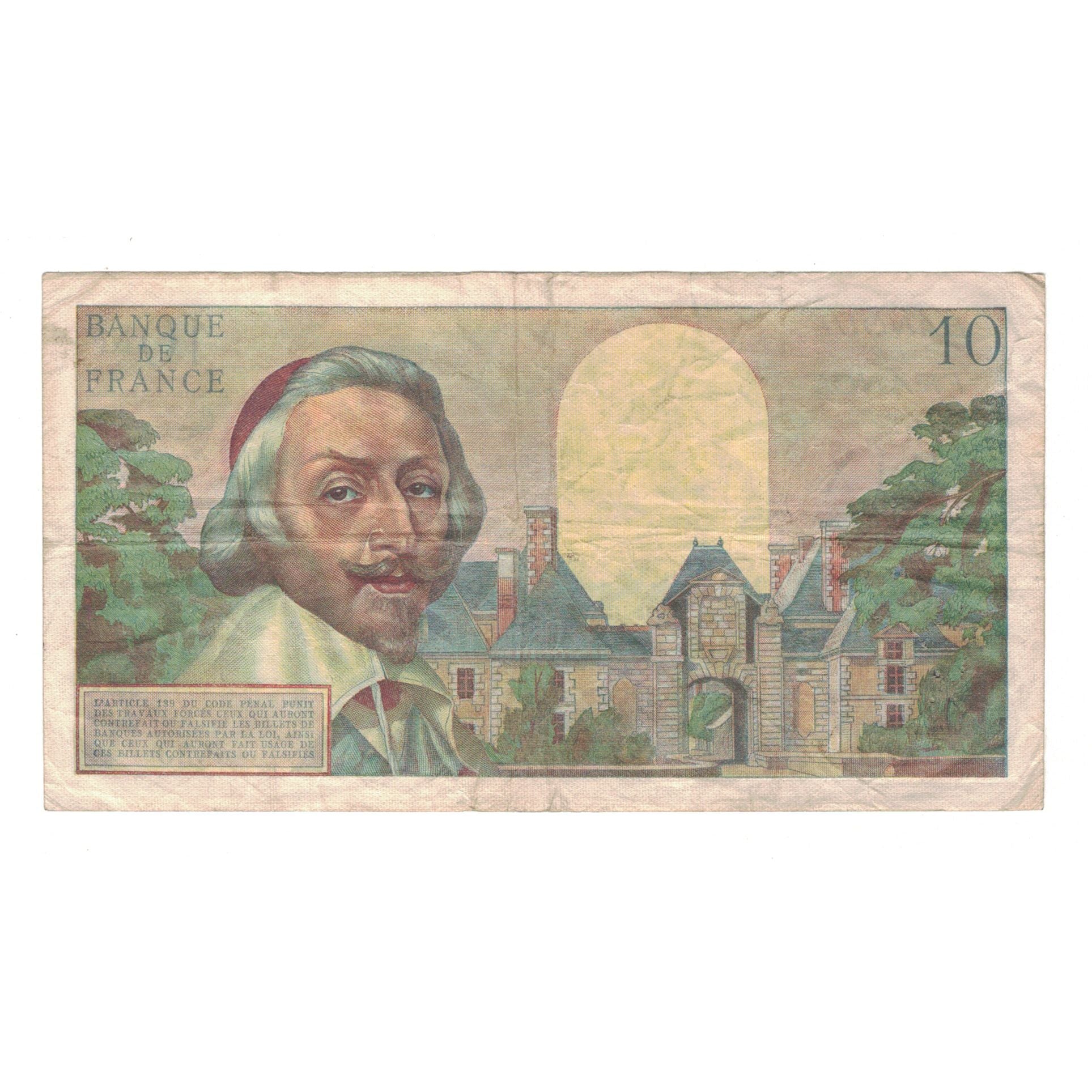 France, 10 Nouveaux Francs, Richelieu, 1959, P.23, VF(30-35), Fayette:57.2