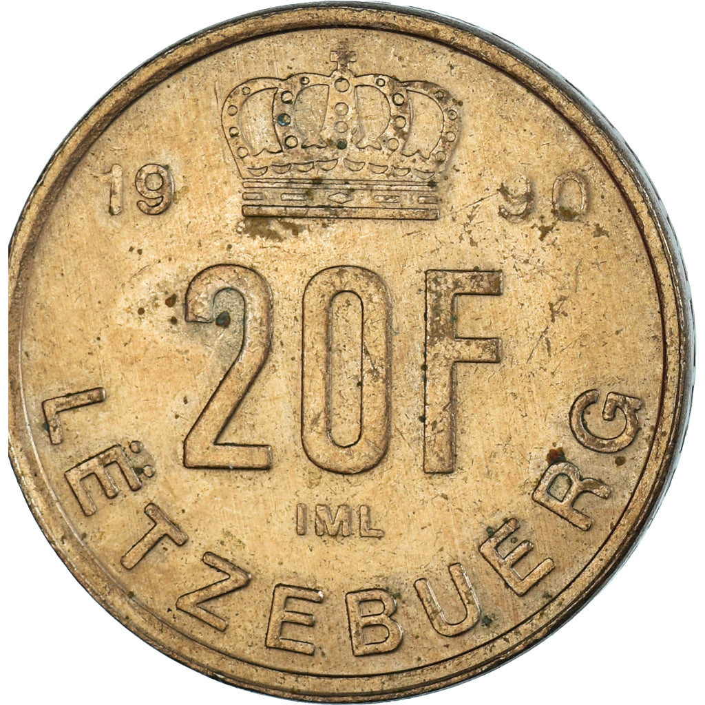 Moneda, Luxemburgo, 20 Francs, 1990