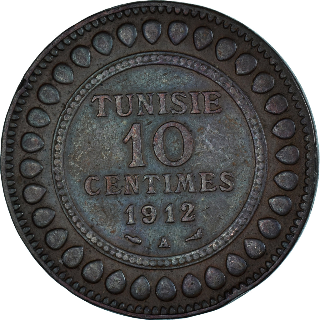 Moneda, Túnez, 10 Centimes, 1912