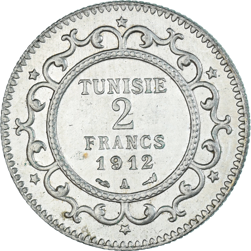 Munten, Tunisië, 2 Francs, 1912