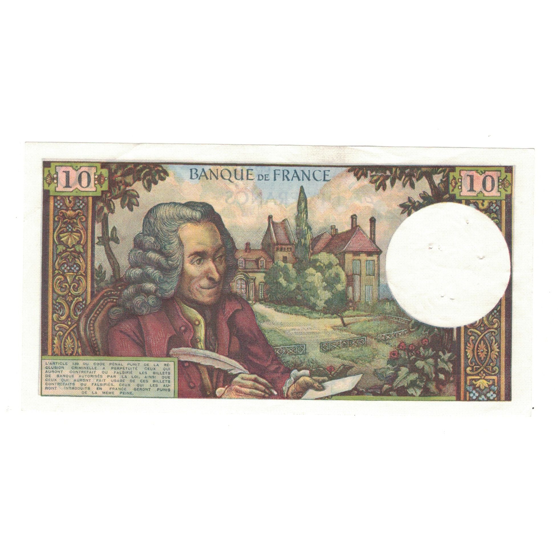 France, 10 Francs, Voltaire, 1972, F.796, AU(50-53), Fayette:62.57, KM:147d