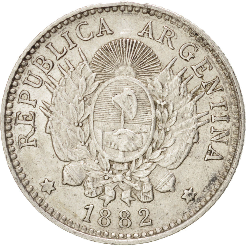 Argentina, 10 Centavos, 1882, AU(55-58), Silver, KM:26