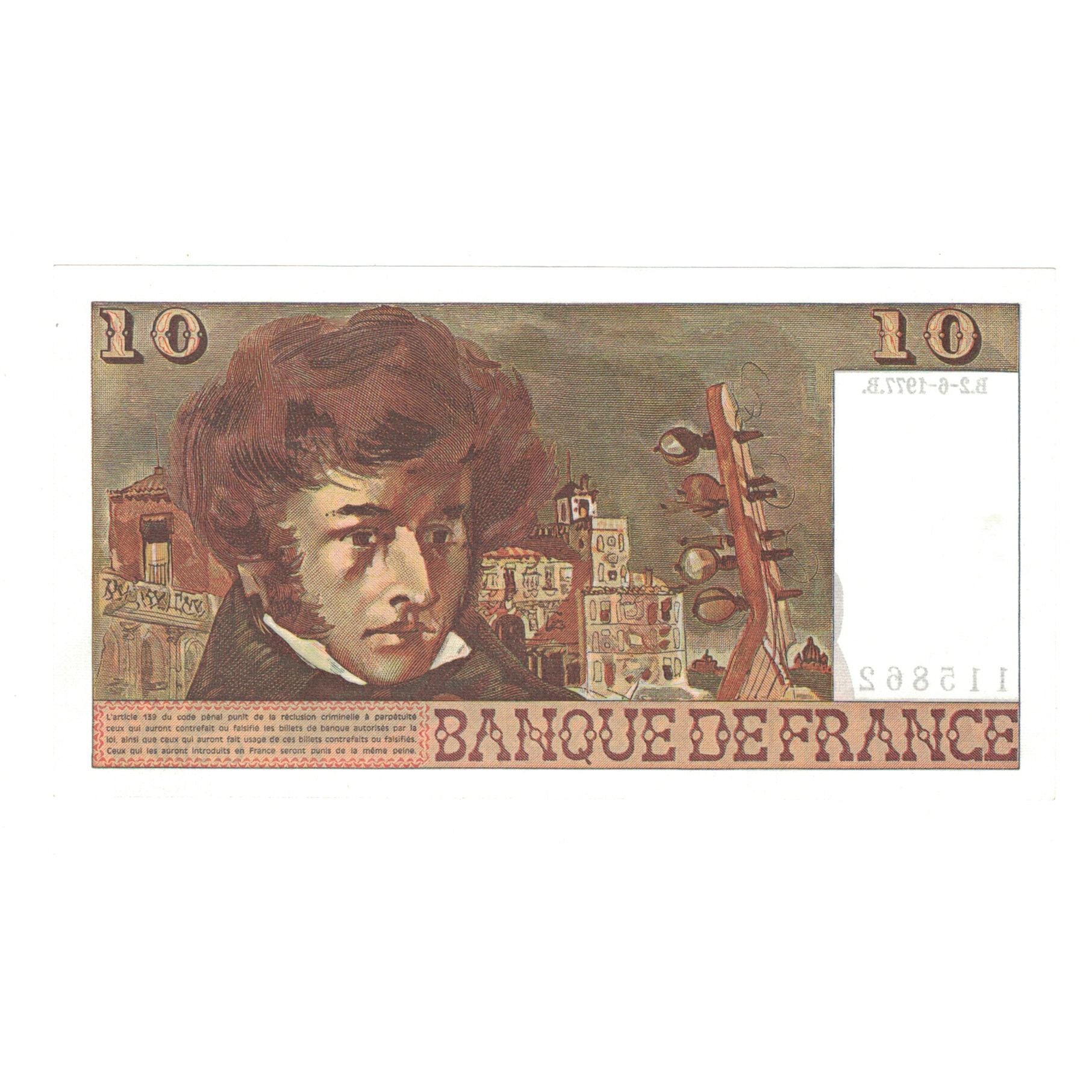 France, 10 Francs, Berlioz, 1977, C.299, SUP, Fayette:63.22, KM:150c