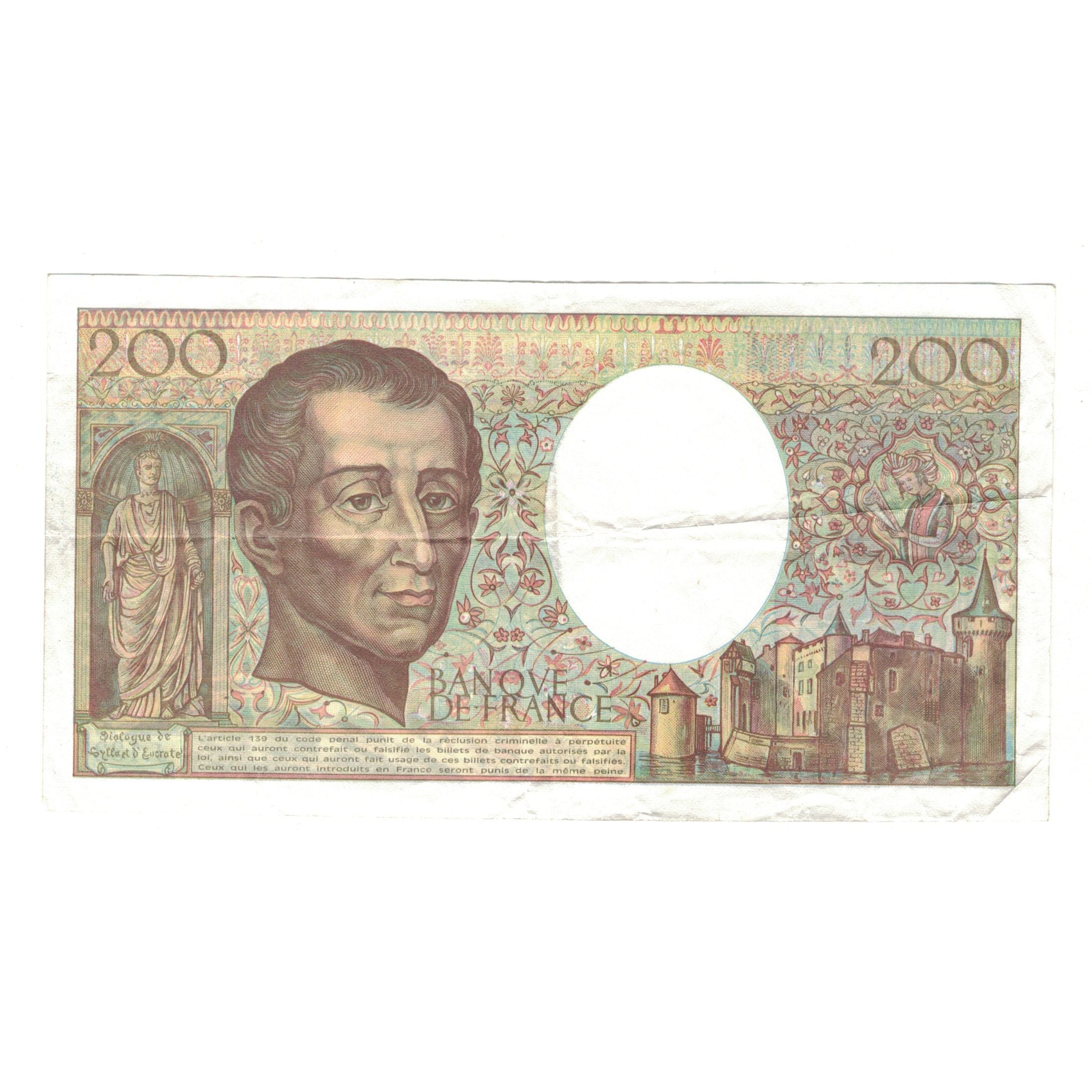Francja, 200 Francs, Montesquieu, 1992, 380730, EF(40-45), Fayette:70.12c