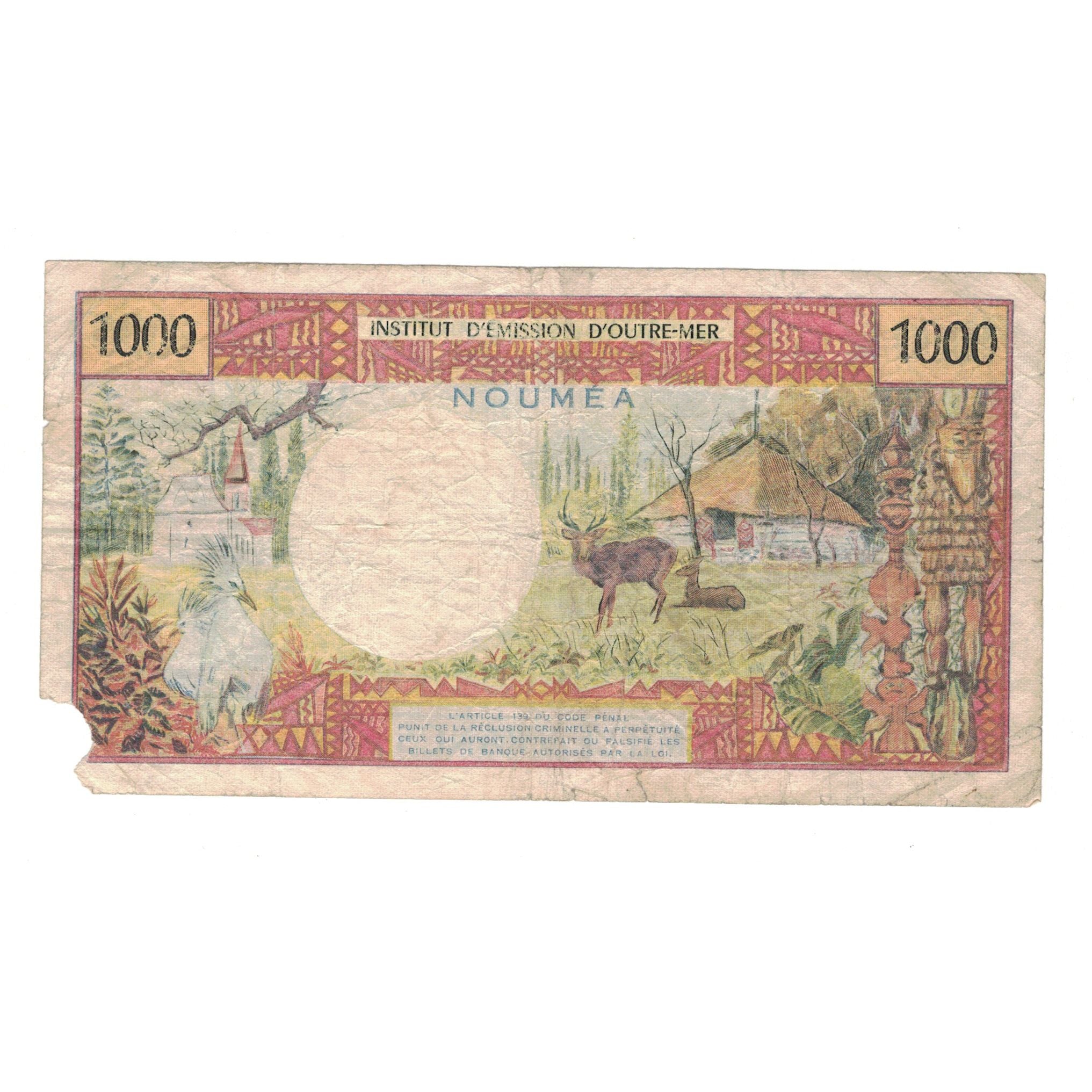 Banknote, New Caledonia, 1000 Francs, NOUMÉA, KM:64a, VG(8-10)