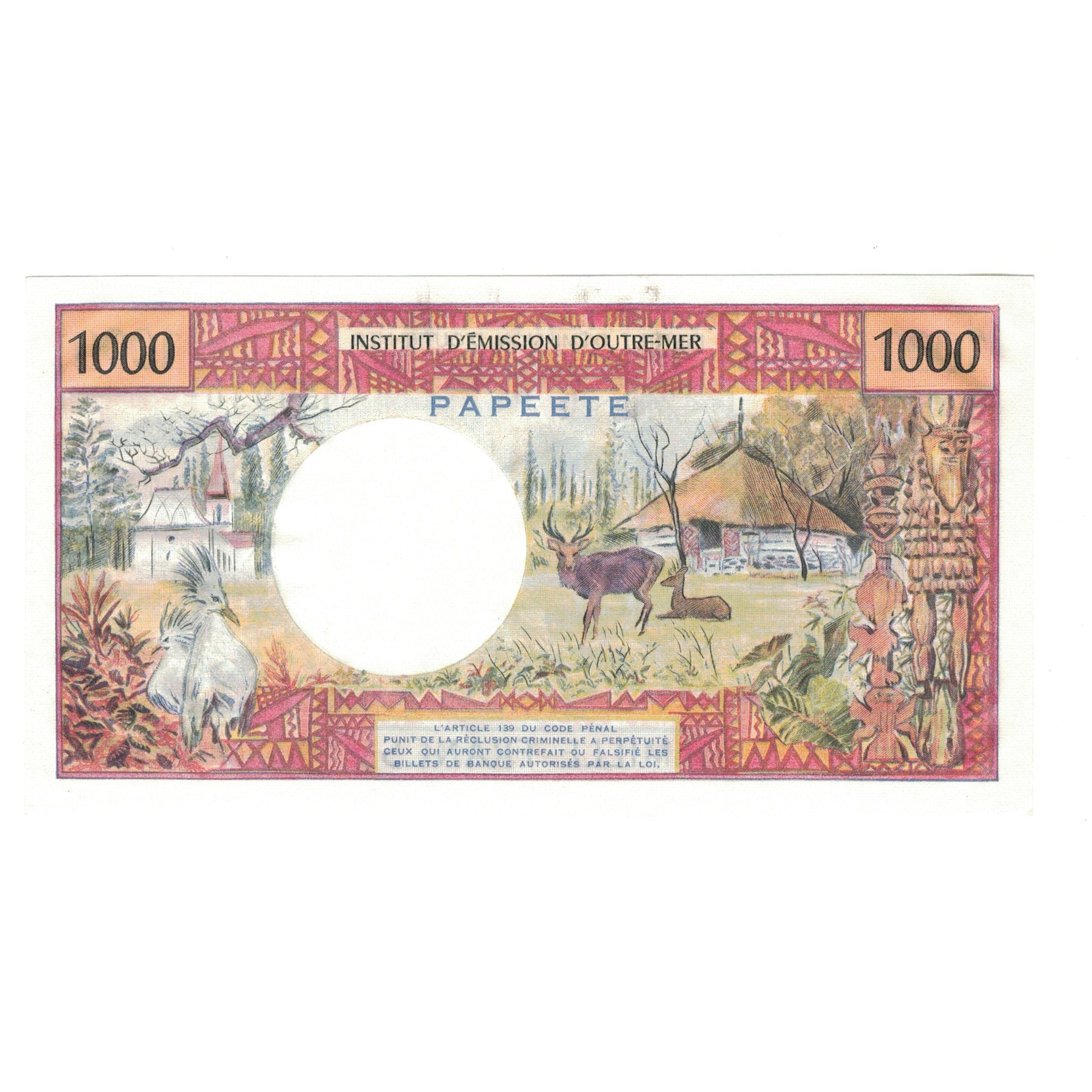 Billete, 1000 Francs, Tahití, papeete, KM:27d, MBC+