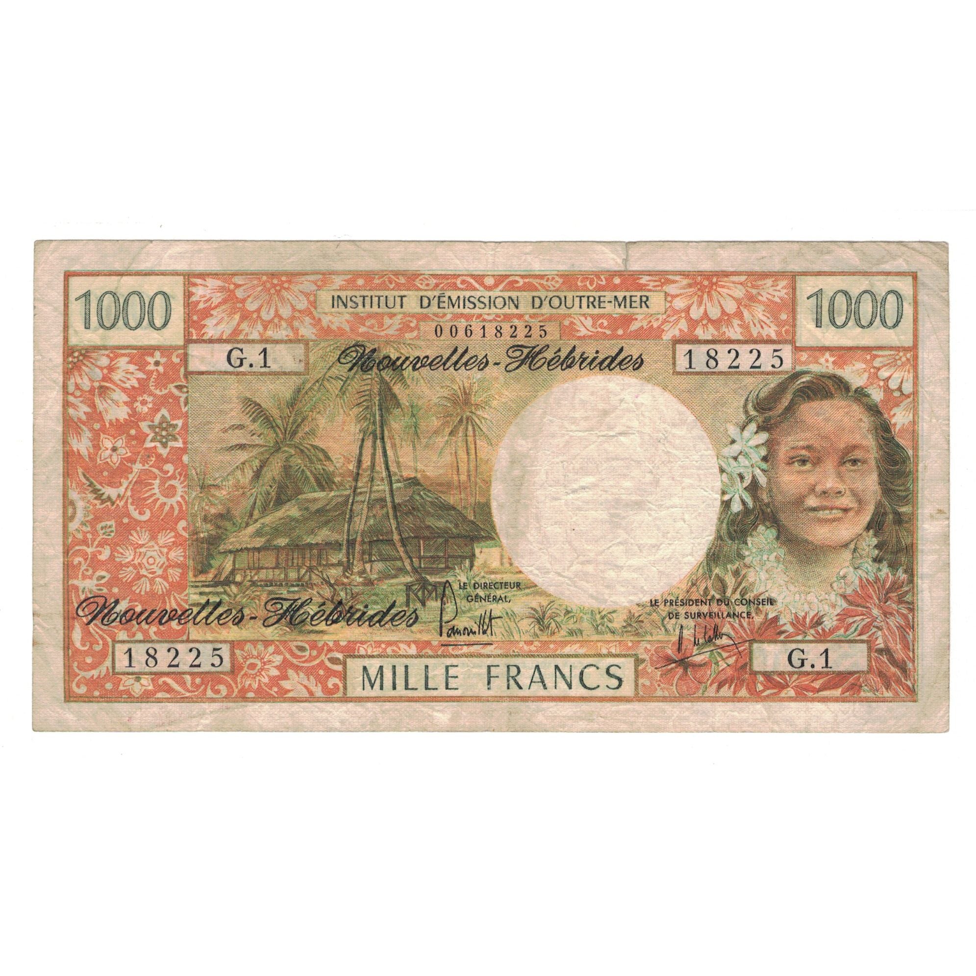 Billete, 1000 Francs, Nuevas Hébridas, NOUVELLES HEBRIDES, KM:20b, RC