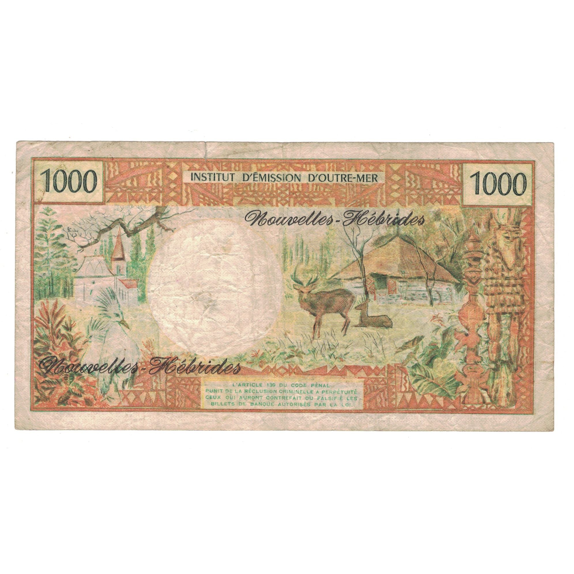 Billete, 1000 Francs, Nuevas Hébridas, NOUVELLES HEBRIDES, KM:20b, RC