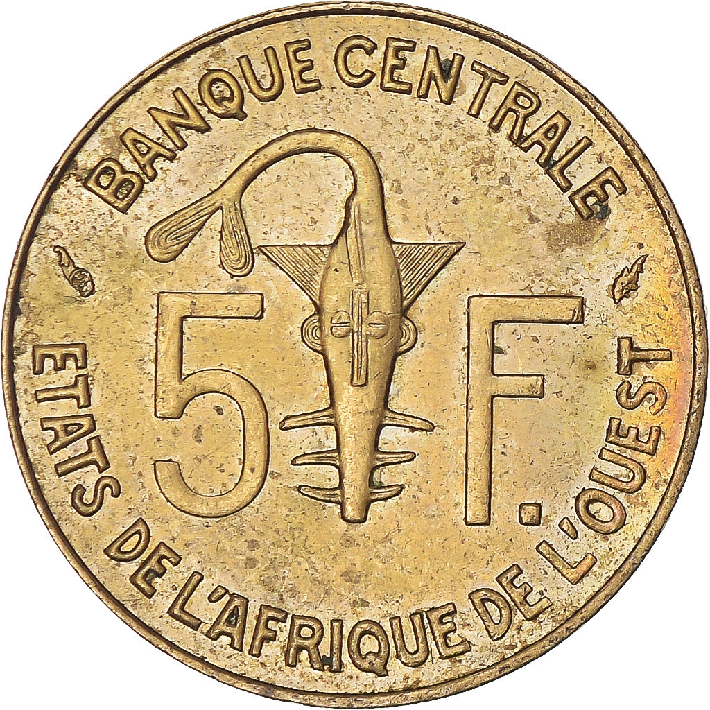 Münze, West African States, 5 Francs, 1987