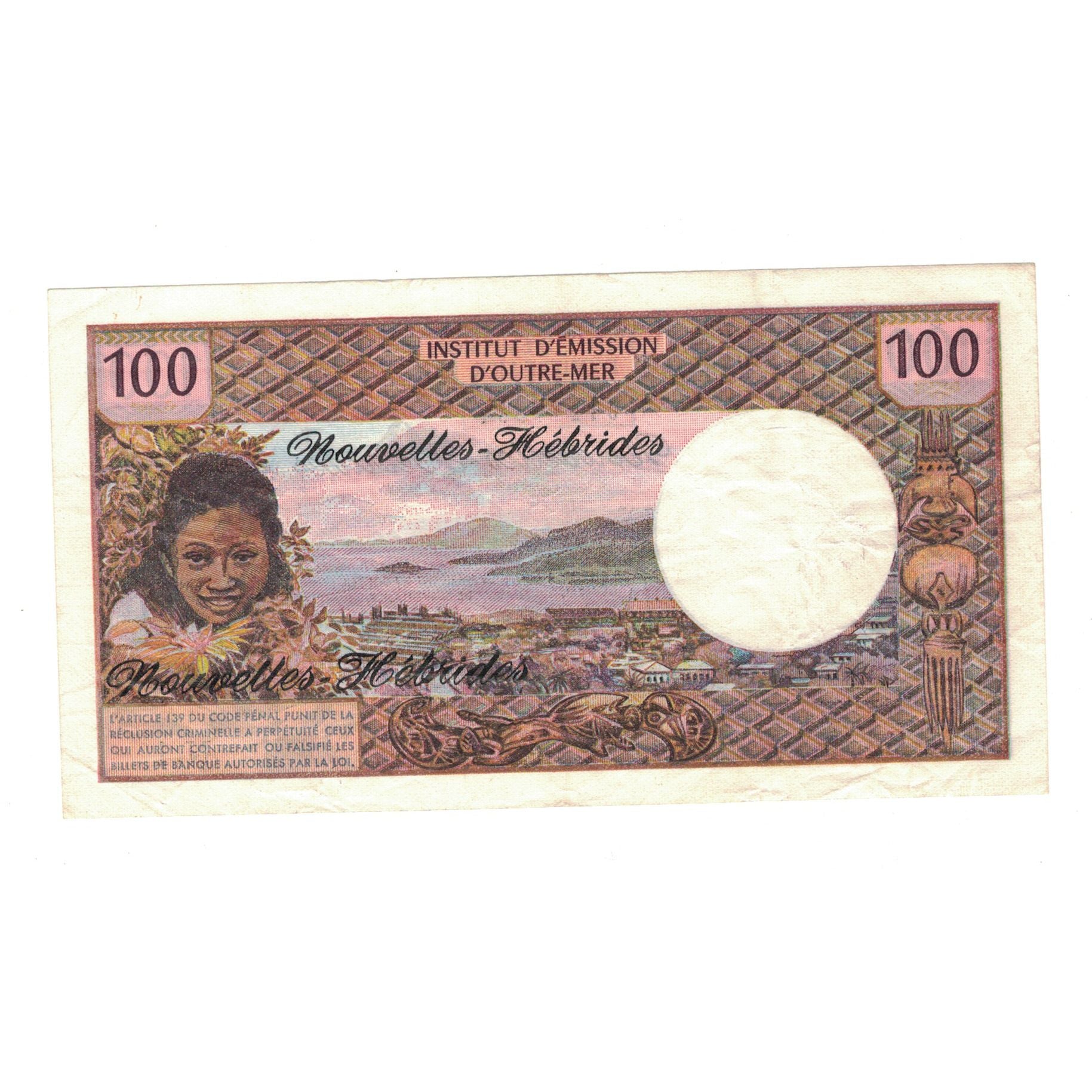 Banknote, New Hebrides, 100 Francs, NOUVELLES HEBRIDES, KM:18c, EF(40-45)