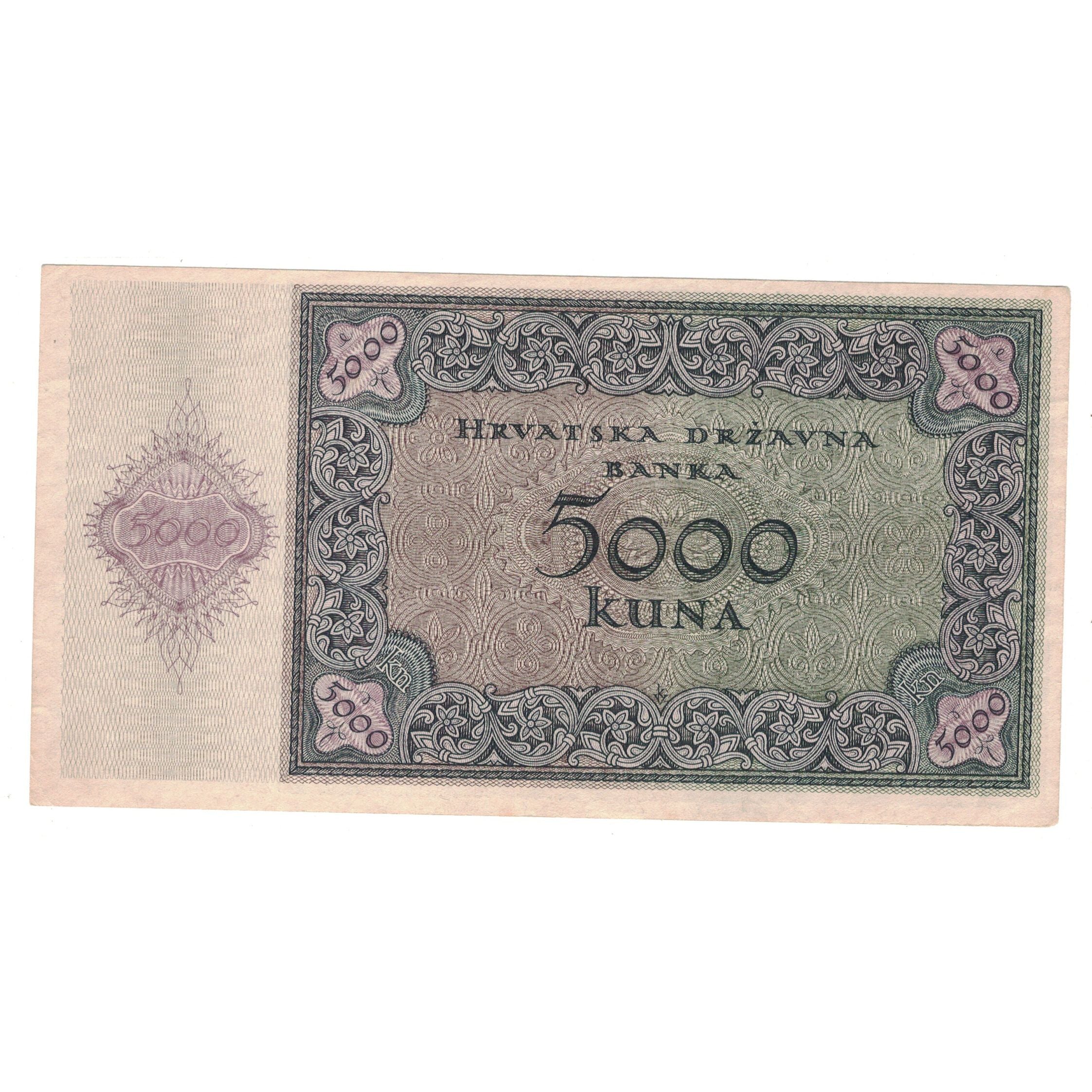 Geldschein, Kroatien, 5000 Kuna, 1943, 1943-01-15, KM:14A, SS