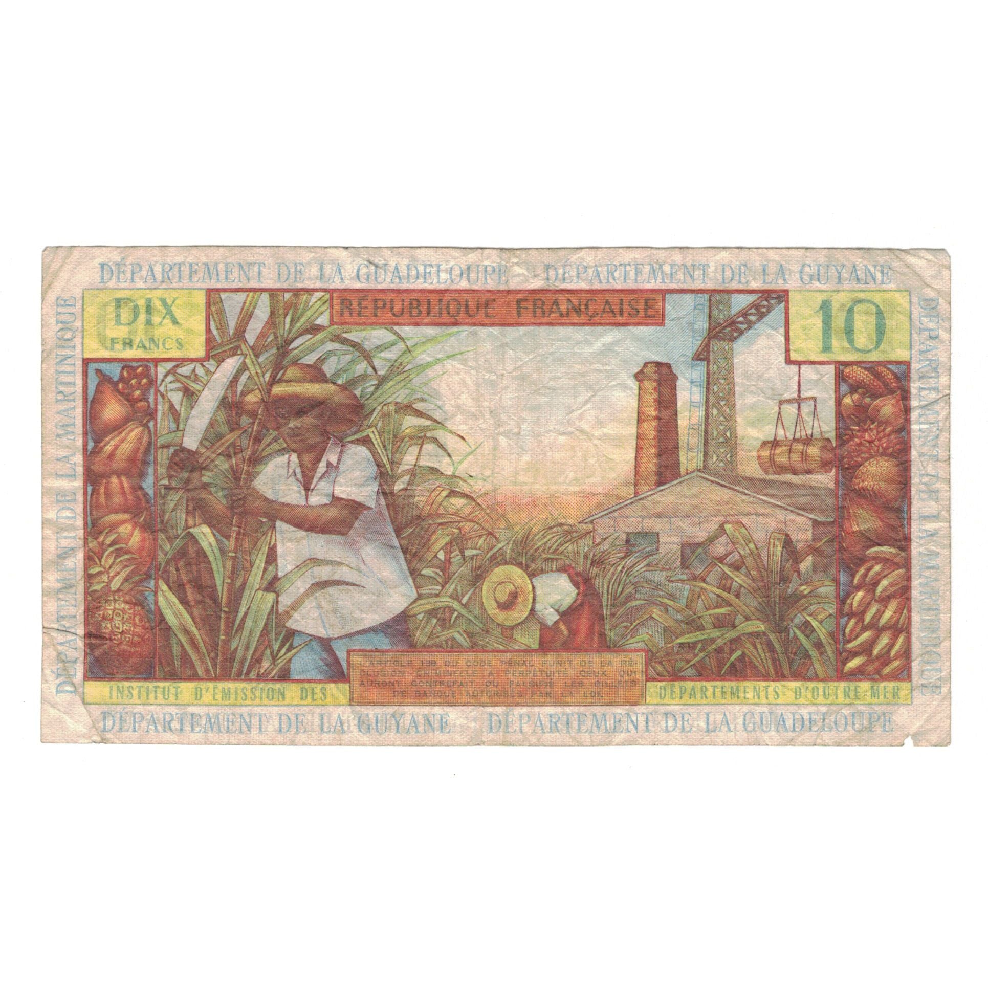 Banknote, French Antilles, 10 Francs, Undated (1964), KM:8b, VF(30-35)