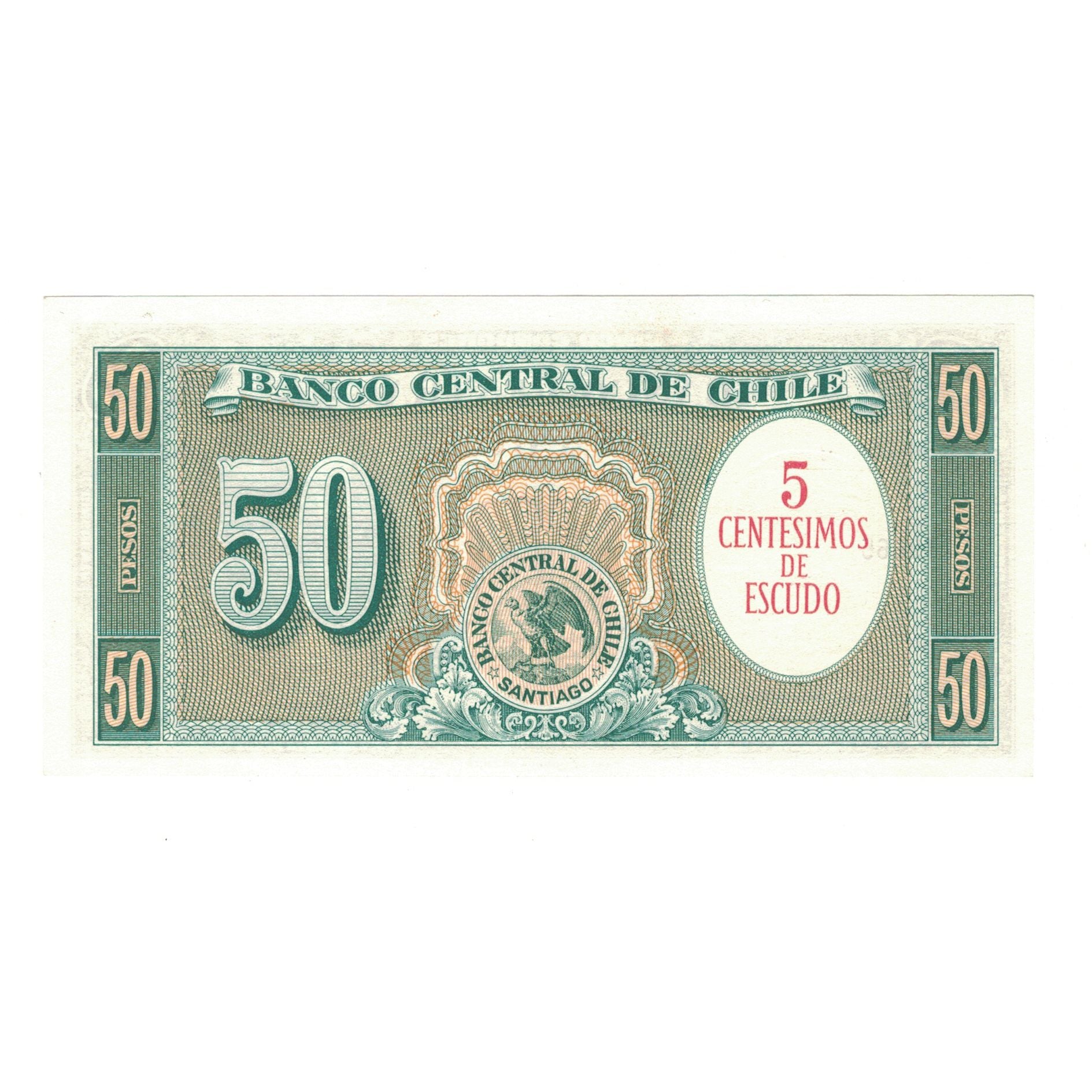Banconote, Cile, 5 Centesimos on 50 Pesos, KM:126a, FDS