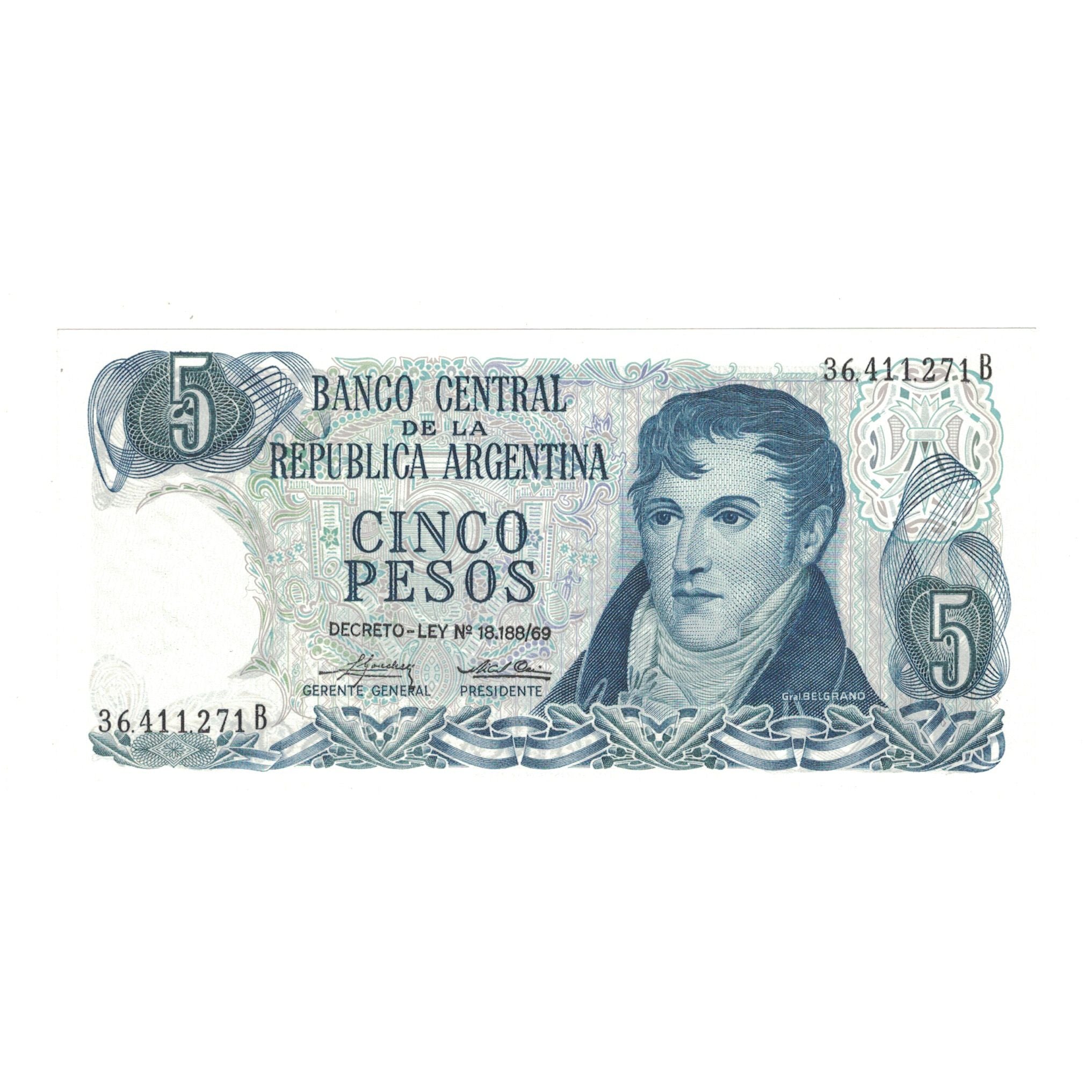 Geldschein, Argentinien, 5 Pesos, KM:294, UNZ-