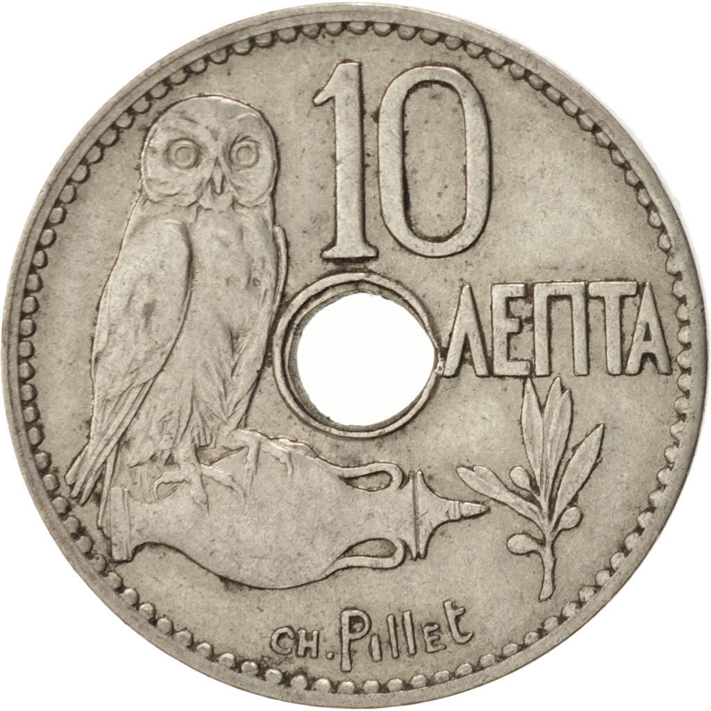 Greece, George I, 10 Lepta, 1912, Paris, EF(40-45), Nickel, KM:63