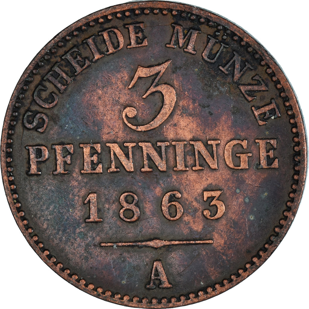 Coin, German States, 3 Pfennig, 1863
