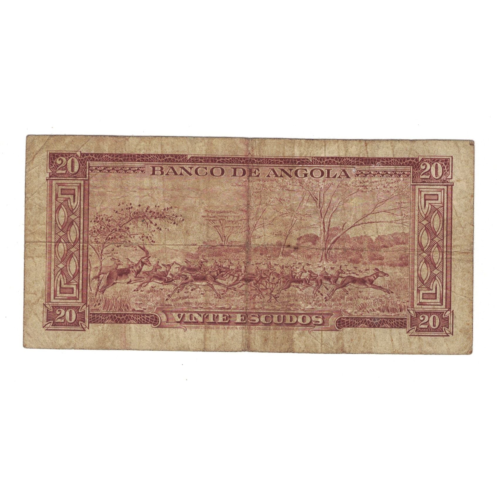 Banknote, Angola, 20 Escudos, 1956, 1956-08-15, KM:87, VG(8-10)