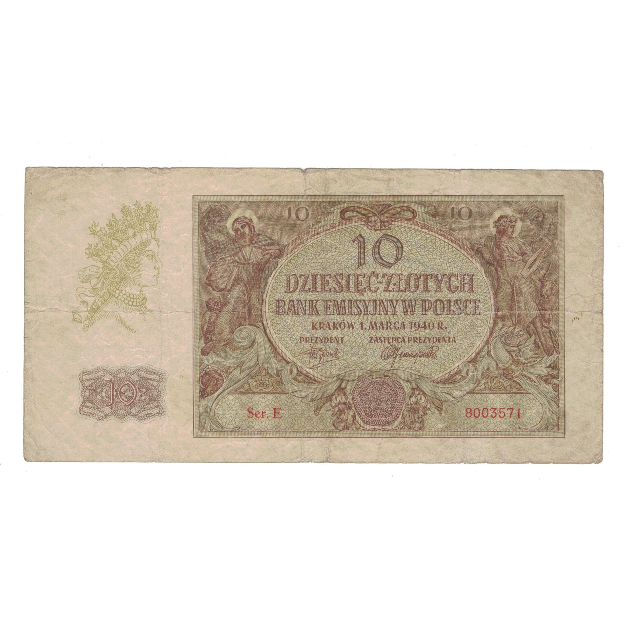 Banknote, Poland, 10 Zlotych, 1940, 1940-03-01, KM:94, VF(20-25)
