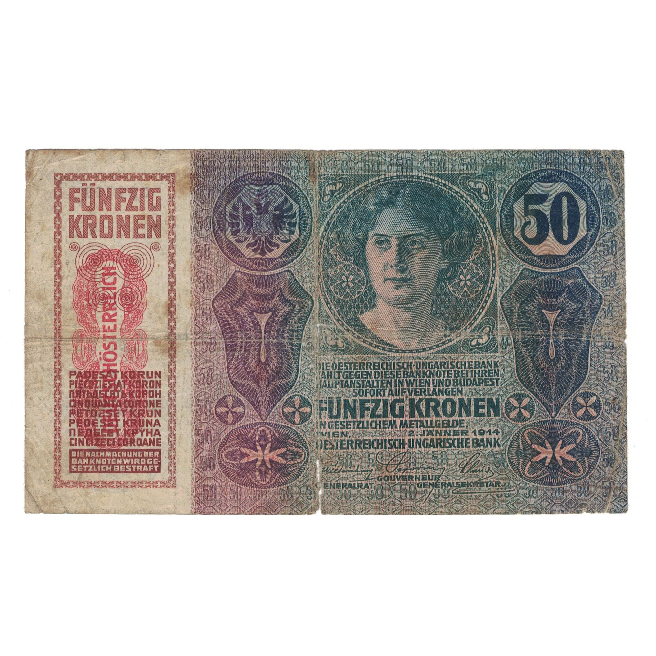 Banknote, Austria, 50 Kronen, 1914, 1914-01-02, KM:54b, VG(8-10)