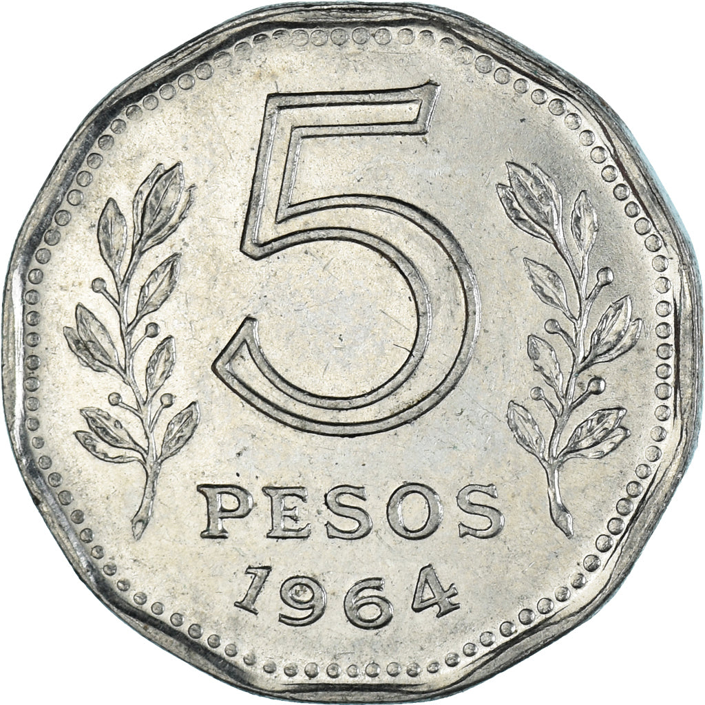 Moneta, Argentina, 5 Pesos, 1964