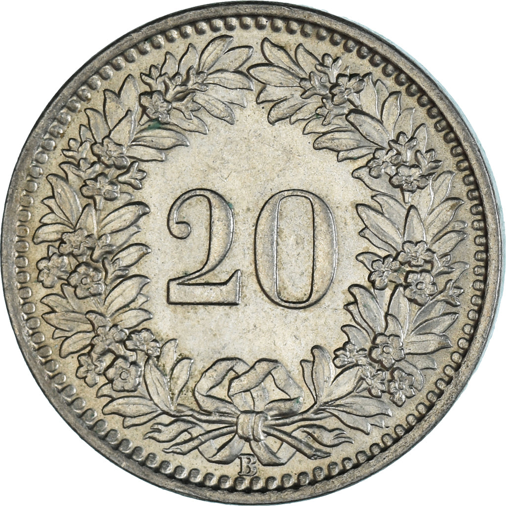 Munten, Zwitserland, 20 Rappen, 1954
