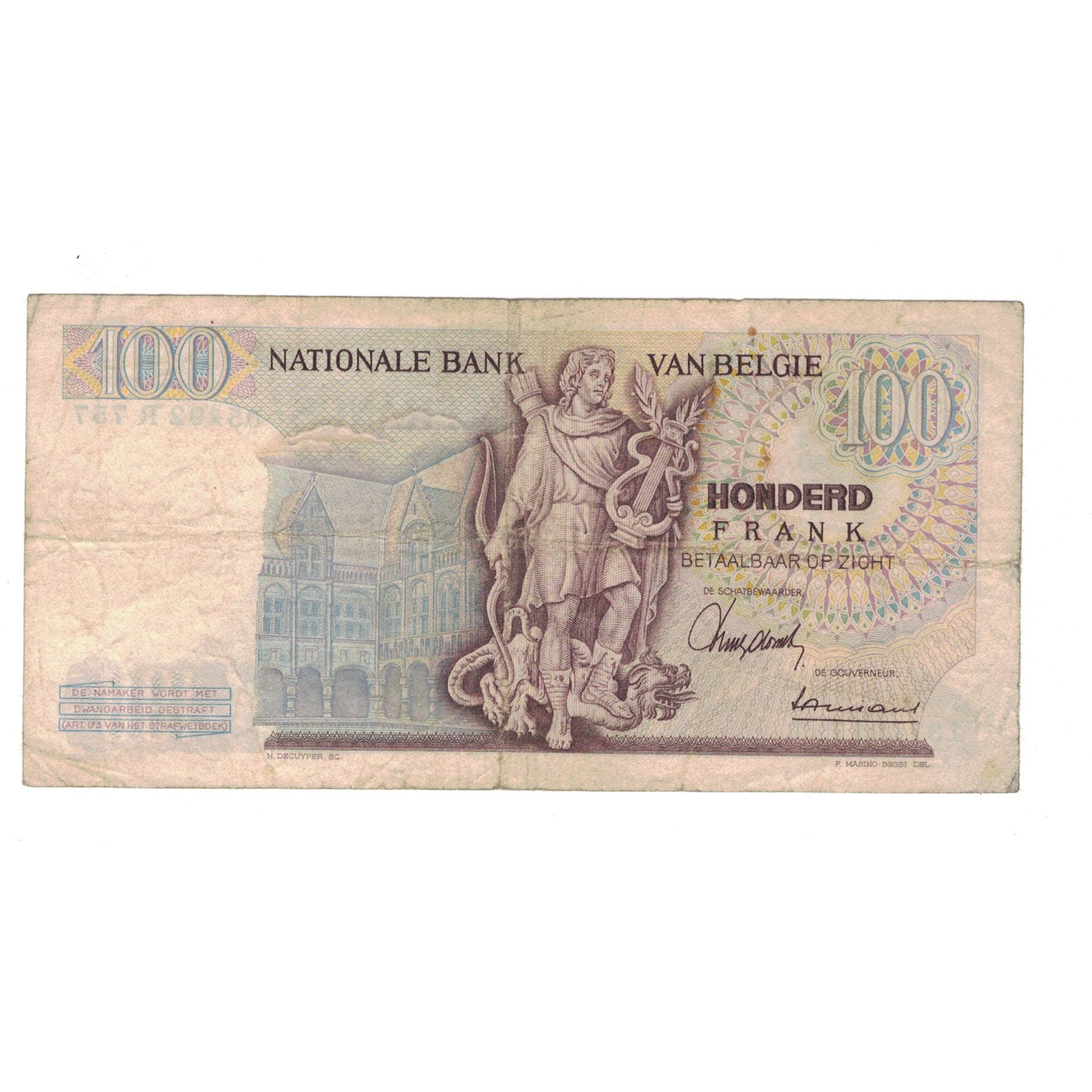 Banknote, Belgium, 100 Francs, 1966, 1966-09-09, KM:134a, VF(20-25)