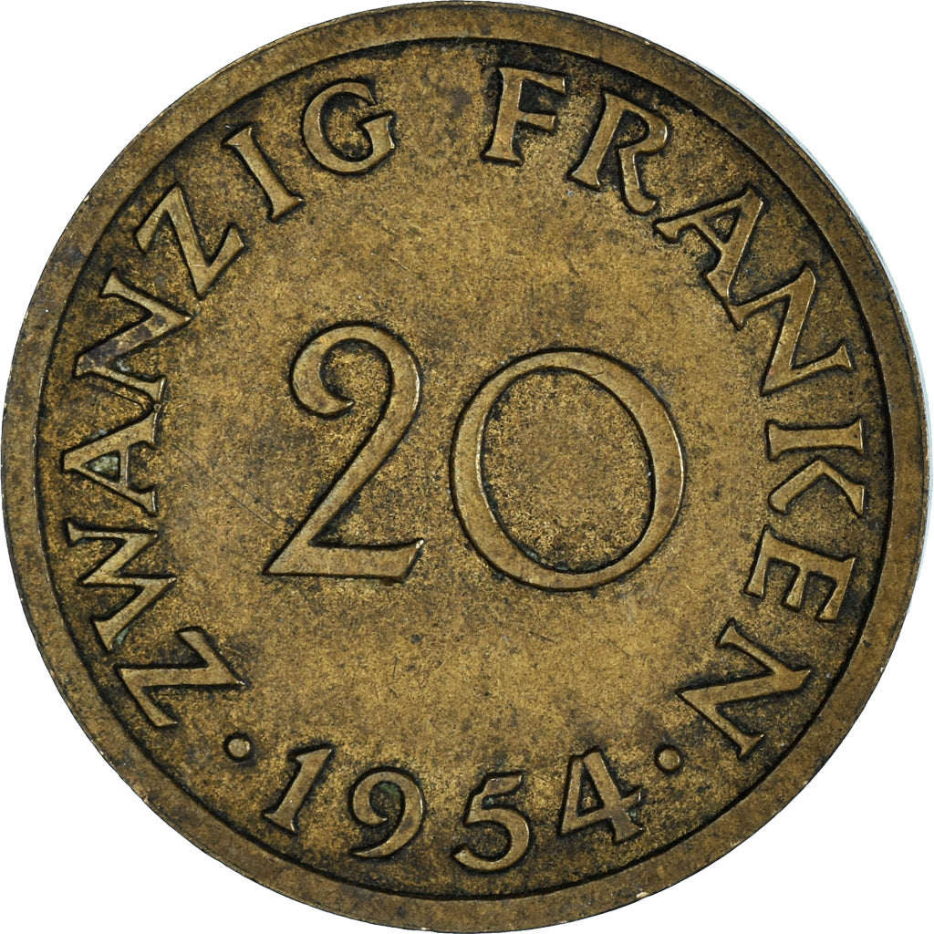 Moneda, SARRE, 20 Franken, 1954