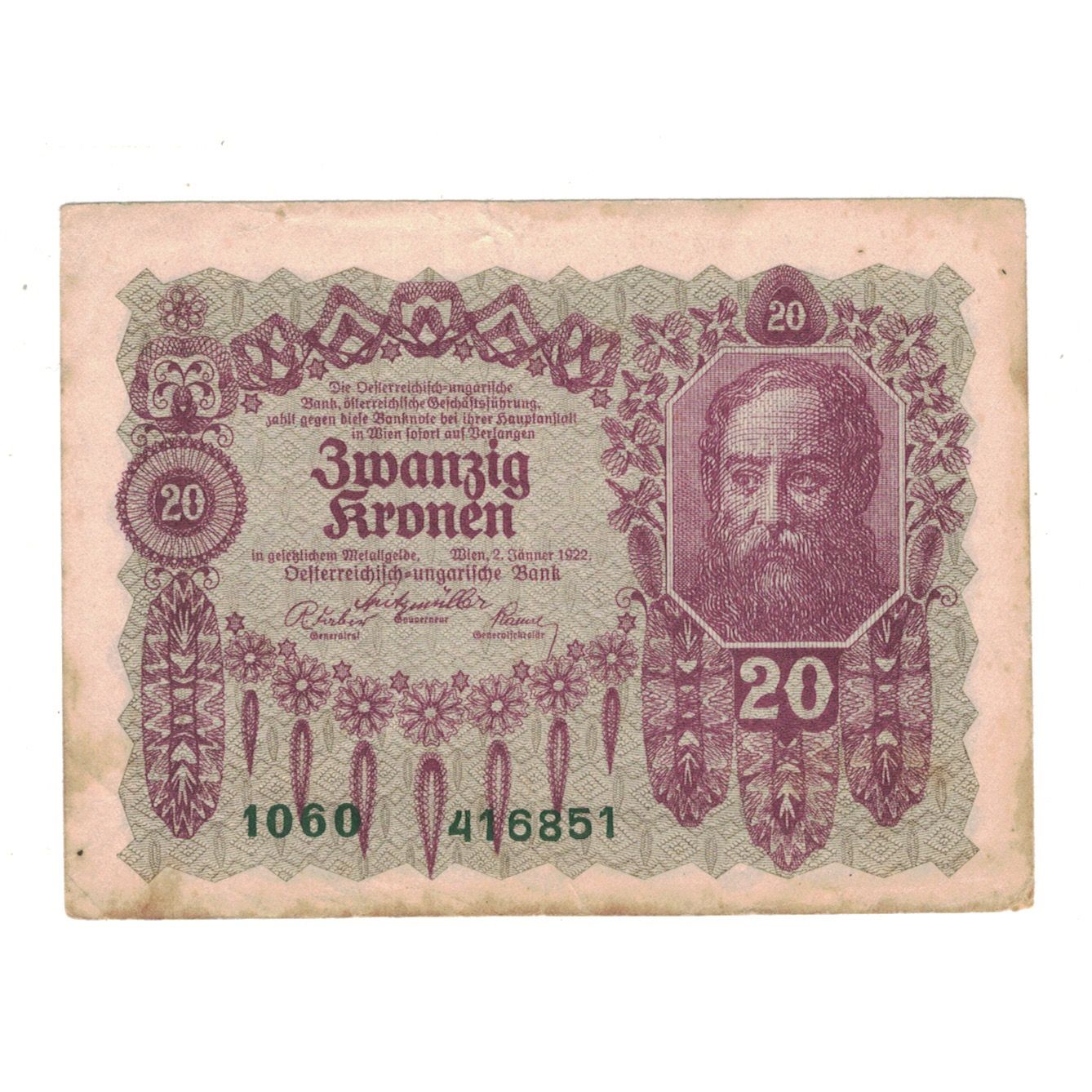 Banknote, Austria, 20 Kronen, 1922, 1922-01-02, KM:76, VF(20-25)