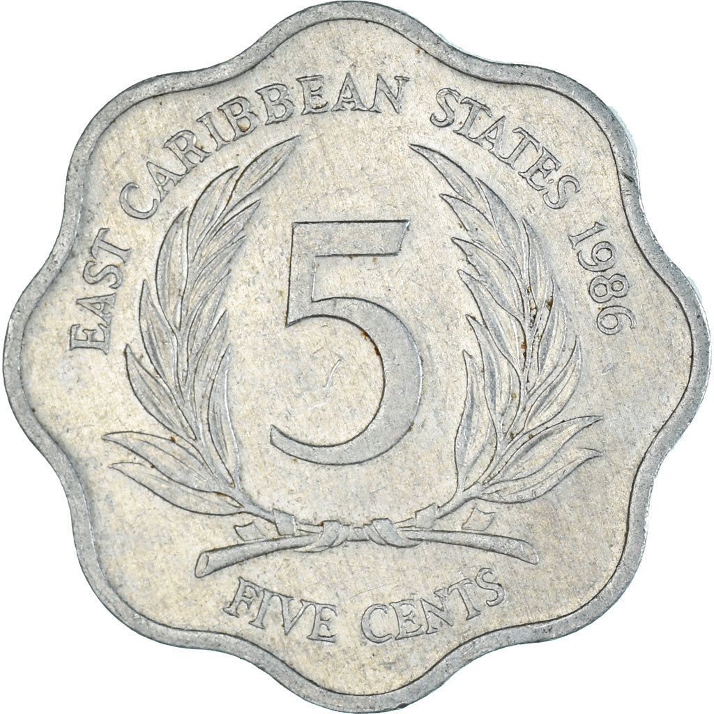 Monnaie, Etats des caraibes orientales, 5 Cents, 1986