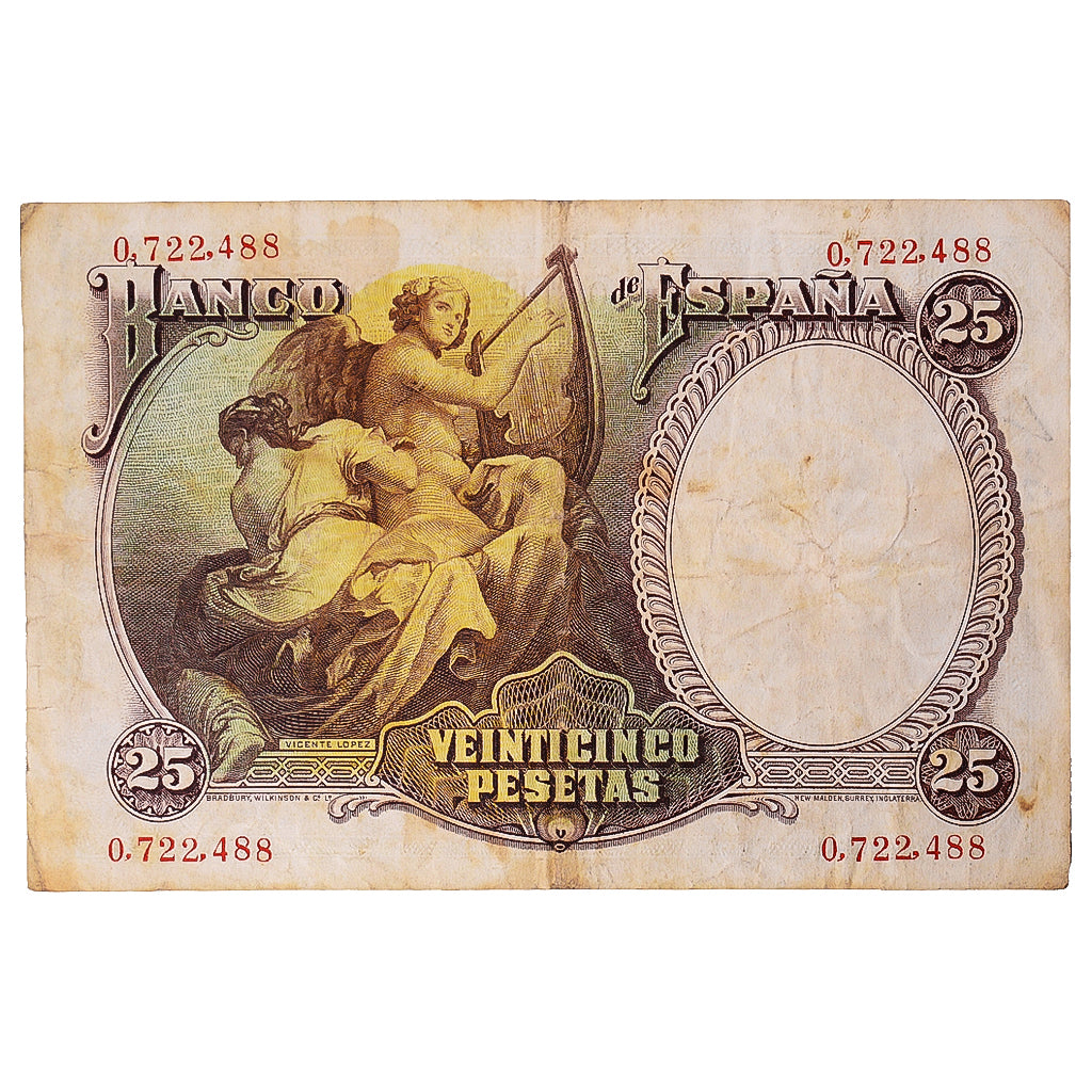 Banknote, Spain, 25 Pesetas, 1931, 1931-04-25, KM:81, VF(20-25)