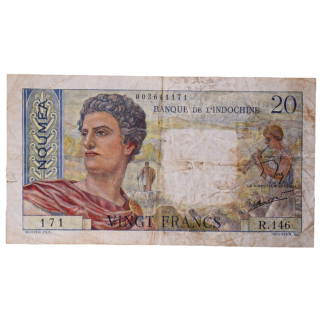 Banknote, New Caledonia, 20 Francs, KM:50c, VF(20-25)