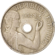Spain, 25 Centimos, 1934, TTB, Copper-nickel, KM:751