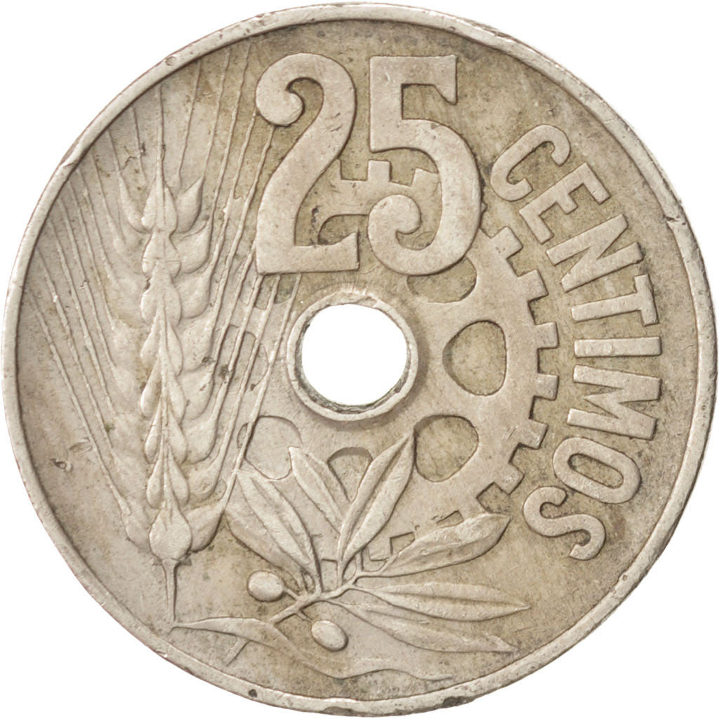 Spain, 25 Centimos, 1934, EF(40-45), Copper-nickel, KM:751
