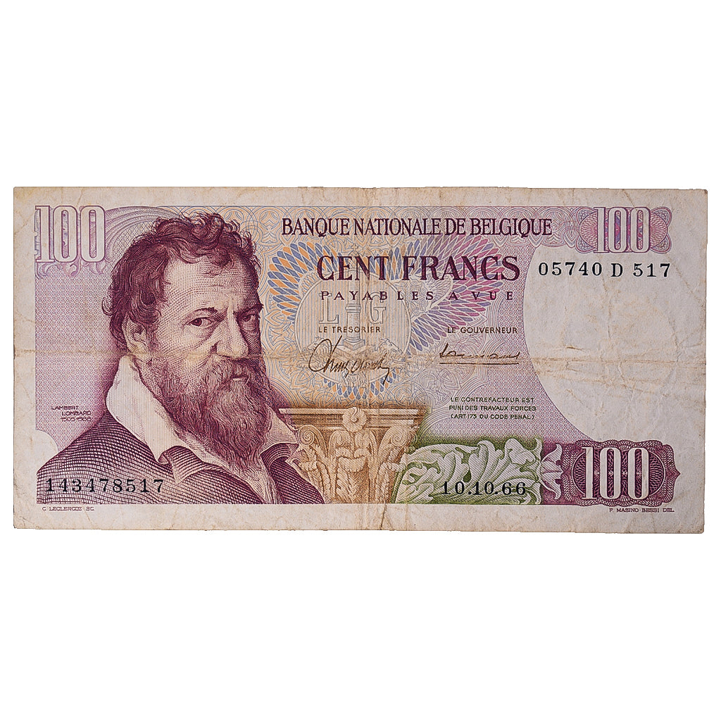 Geldschein, Belgien, 100 Francs, 1966, 10-10-1966, KM:134a, SGE