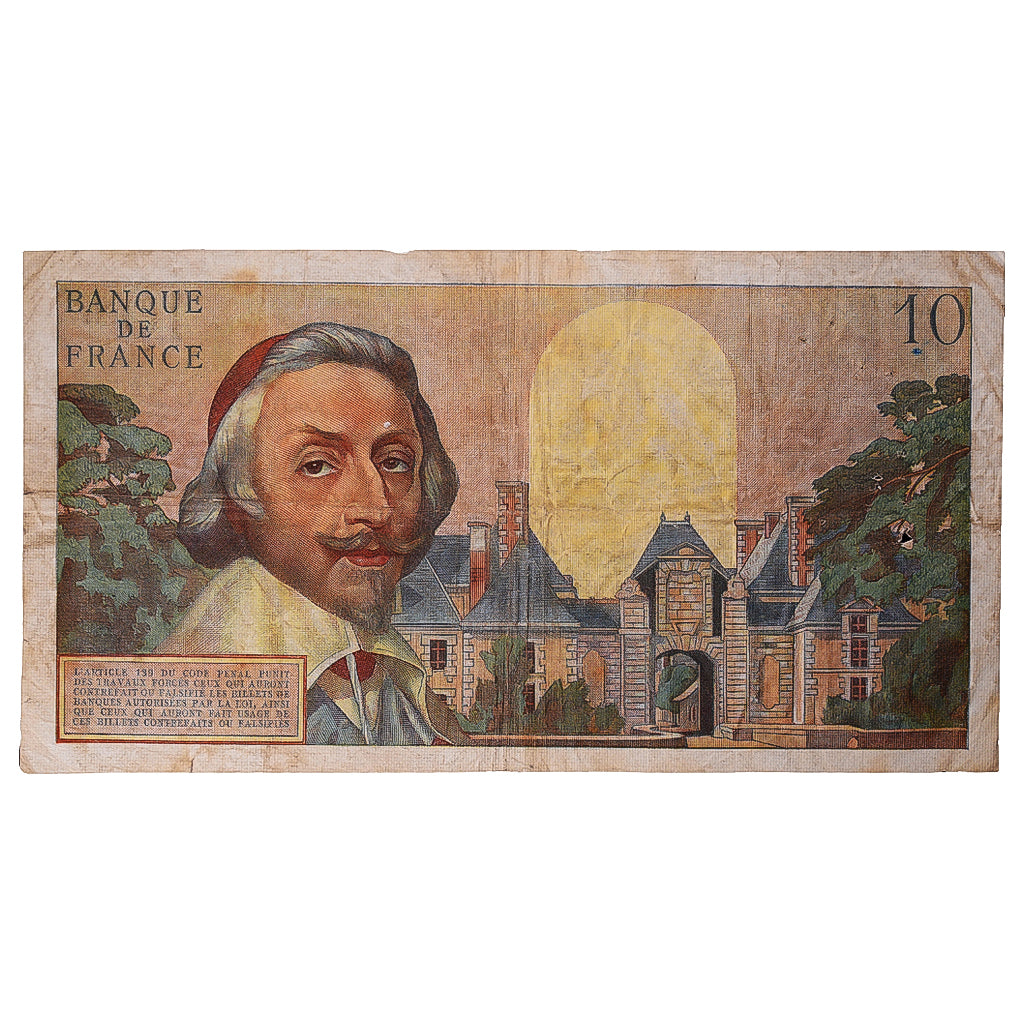 France, 10 Nouveaux Francs, Richelieu, 1960, M.103, VG(8-10), Fayette:57.8