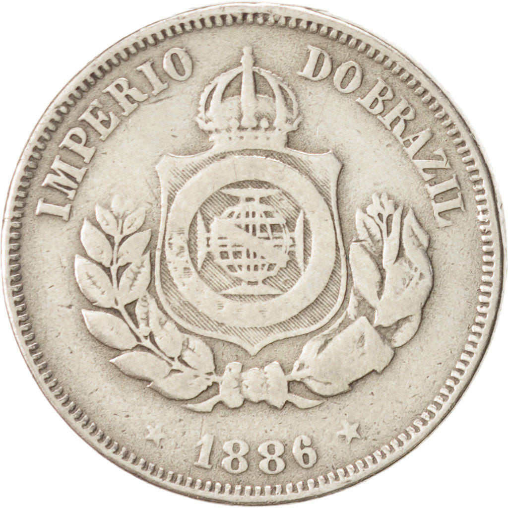 Brazil, Pedro II, 50 Reis, 1886, EF(40-45), Copper-nickel, KM:482