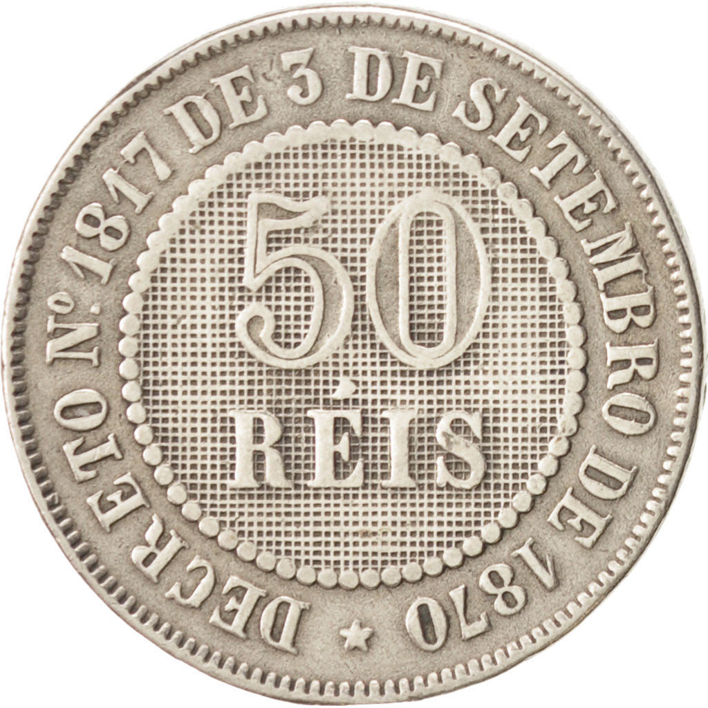 Brazil, Pedro II, 50 Reis, 1886, EF(40-45), Copper-nickel, KM:482