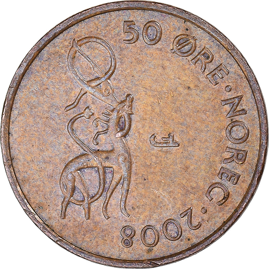 Moneta, Norvegia, 50 Öre, 2008