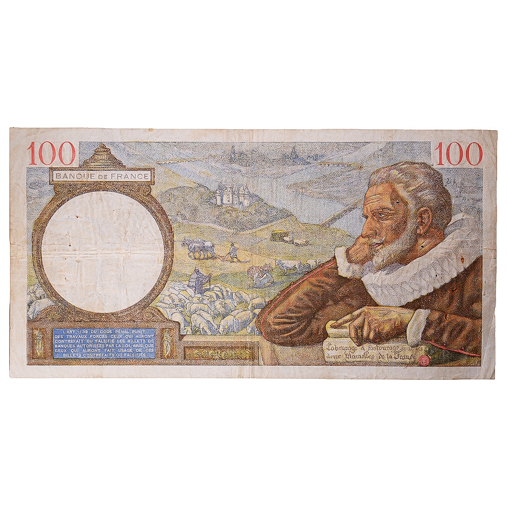 França, 100 Francs, Sully, 1940, C.6279, VF(20-25), Fayette:26.20, KM:94