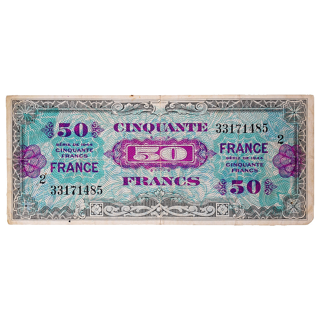 France, 50Francs, Flag/France, 1945, 33171485, VF(20-25), Fayette:24.2
