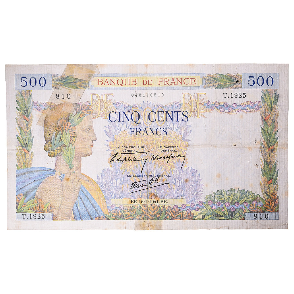 Francia, 500 Francs, La Paix, 1941, T.1925, B, Fayette:32.13, KM:95a