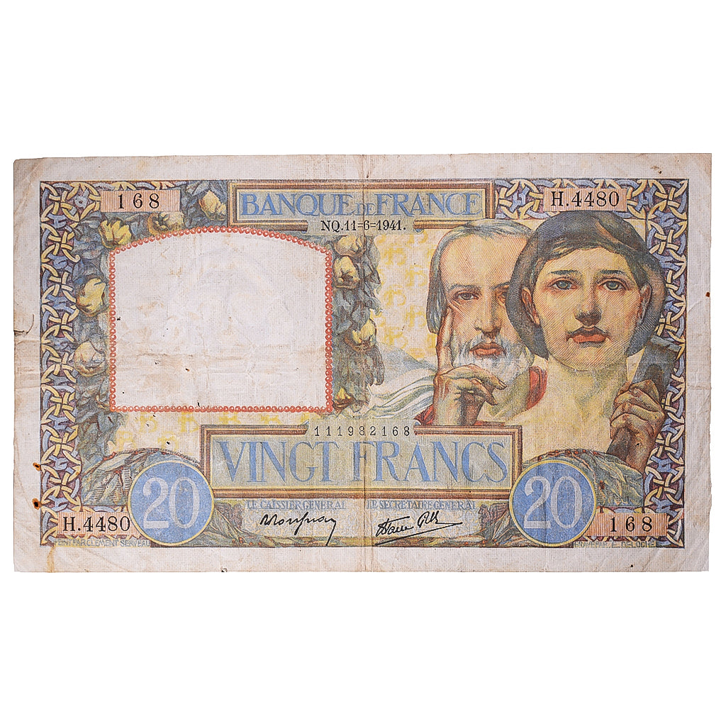 Frankreich, 20 Francs, Science et Travail, 1941, H.4480, SGE, Fayette:12.15