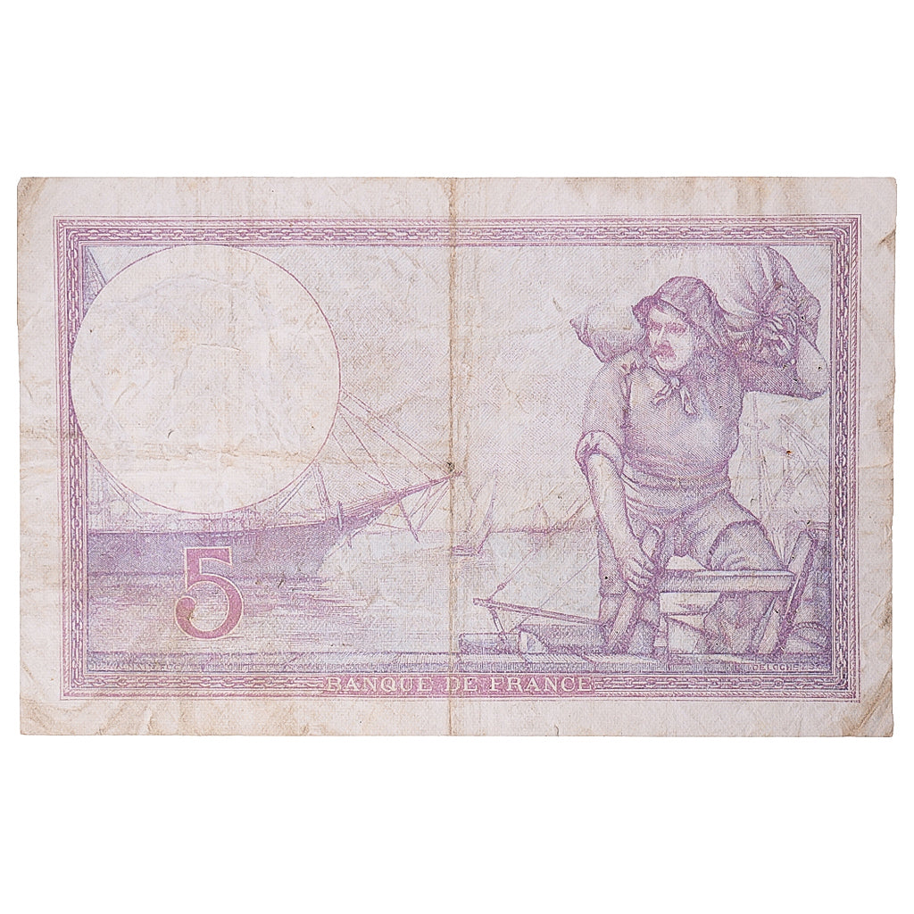 Francja, 5 Francs, Violet, 1933, R.55350, VF(20-25), Fayette:3.17, KM:72e