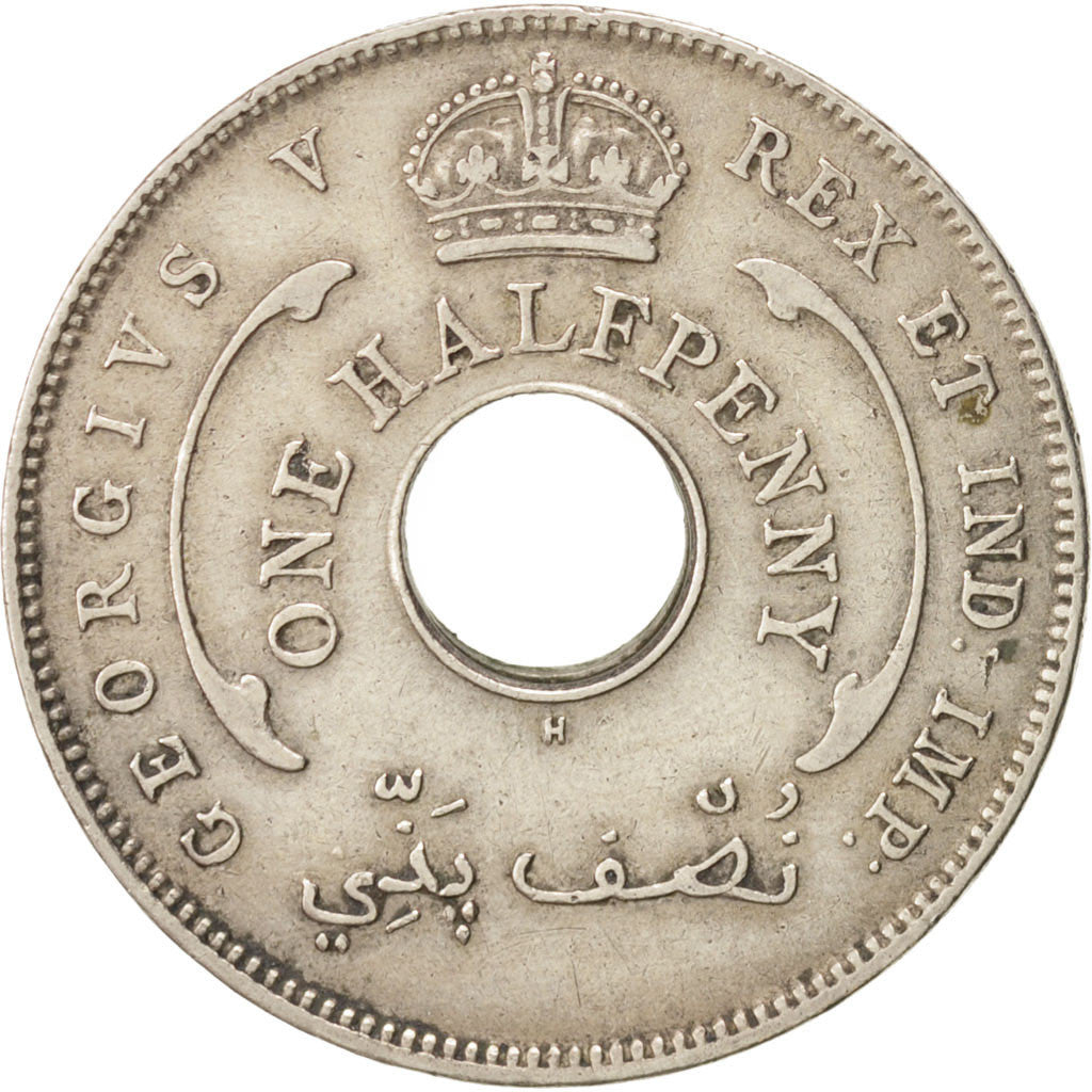 BRITISH WEST AFRICA, George V, 1/2 Penny, 1920, Heaton, EF(40-45), KM 8