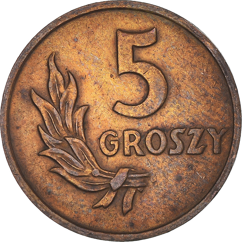 Moneta, Polonia, 5 Groszy, 1949
