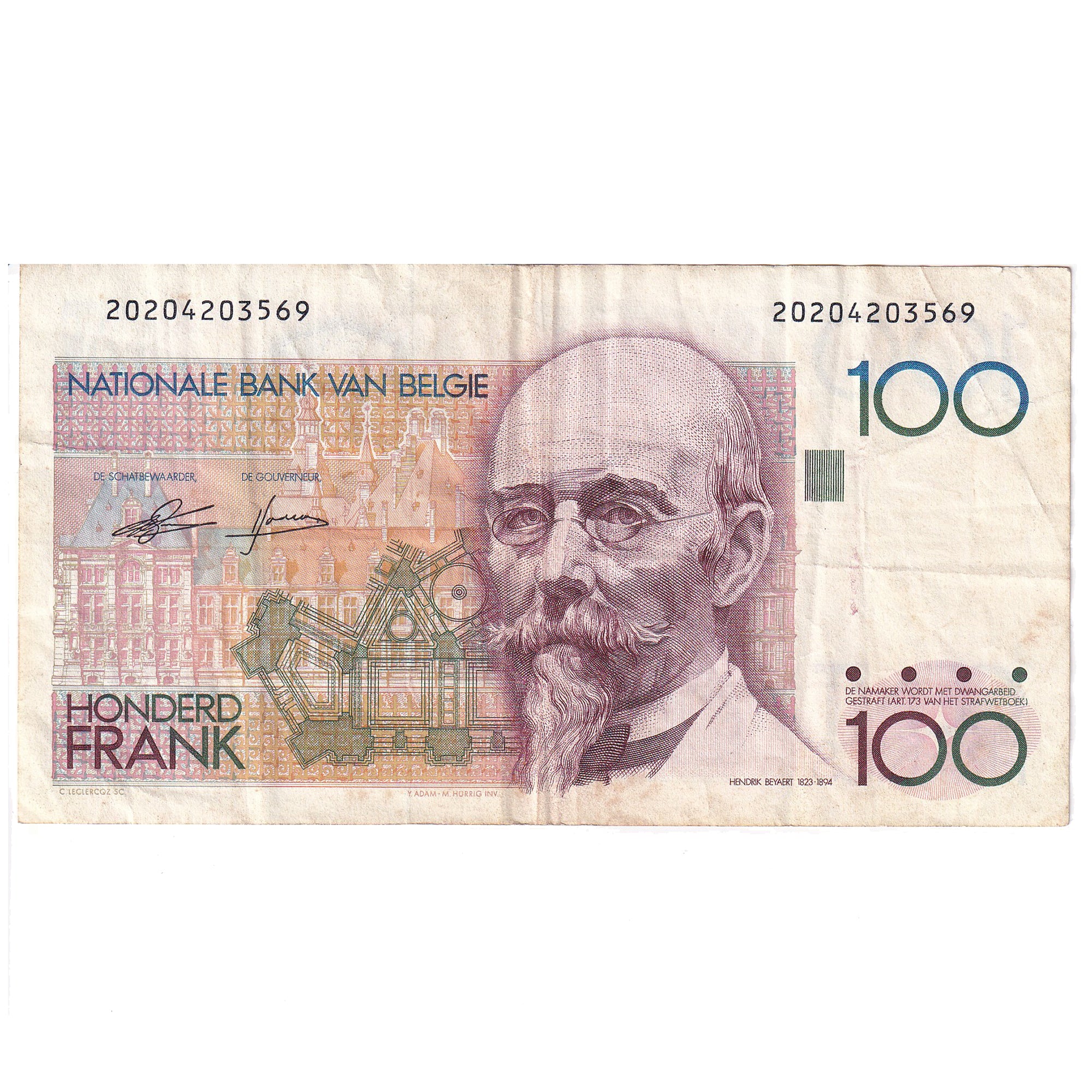 Banconote, Belgio, 100 Francs, KM:142a, MB+
