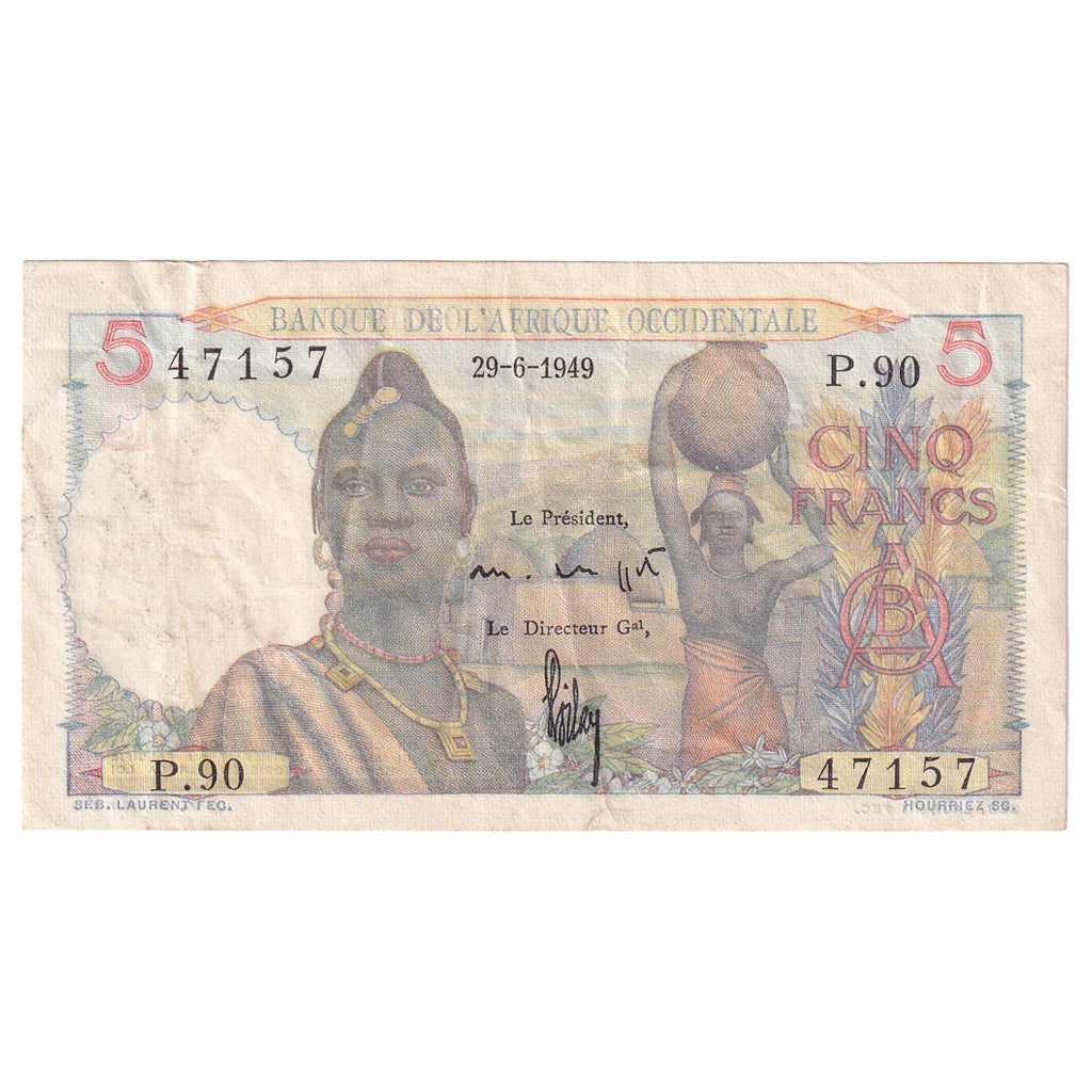 French West Africa, 5 Francs, 1949, 1949-06-29, KM:36, EF(40-45)