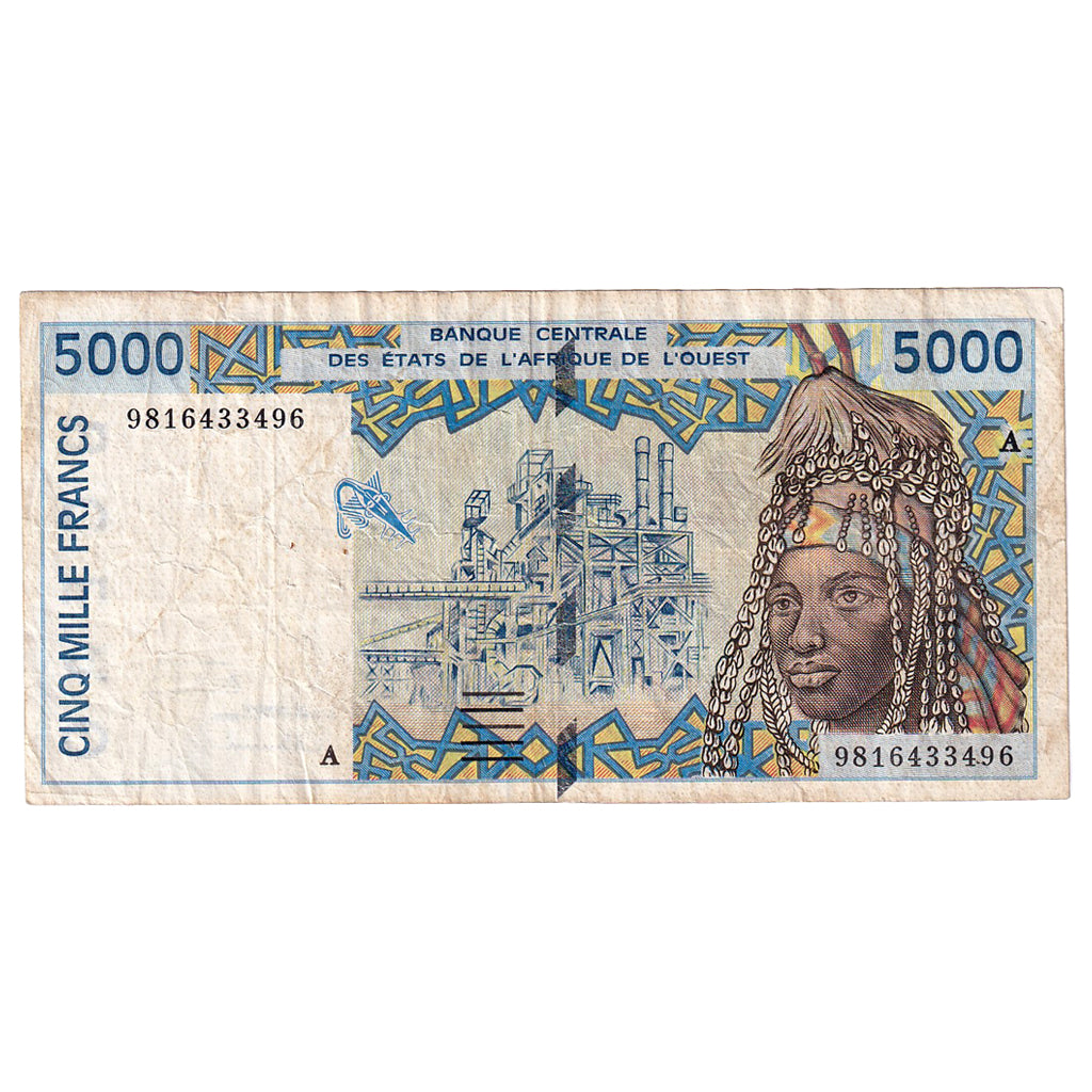 Banknote, West African States, 5000 Francs, Undated (1998), KM:113Ag, EF(40-45)