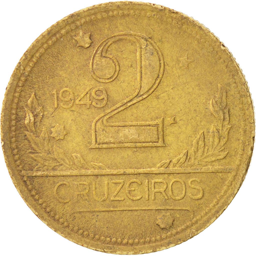 Brazil, 2 Cruzeiros, 1949, EF(40-45), Aluminum-Bronze, KM:559